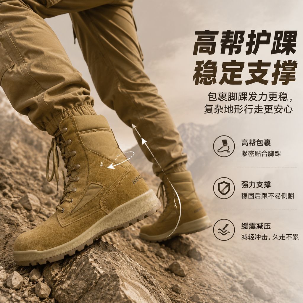 Botas de combate del desierto para hombres, zapatos de montaña antideslizantes y resistentes al desgaste