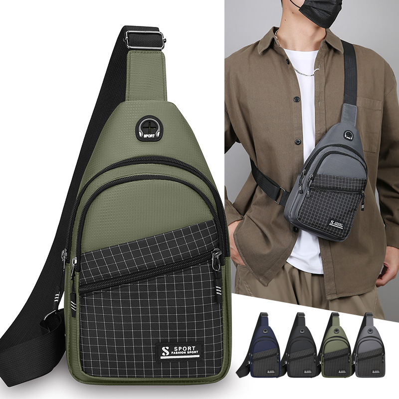 Bolso de pecho casual de hombre coreano nuevo tipo de bolso de nylon a prueba de rociadores, bolso de hombro multifuncional al aire libre
