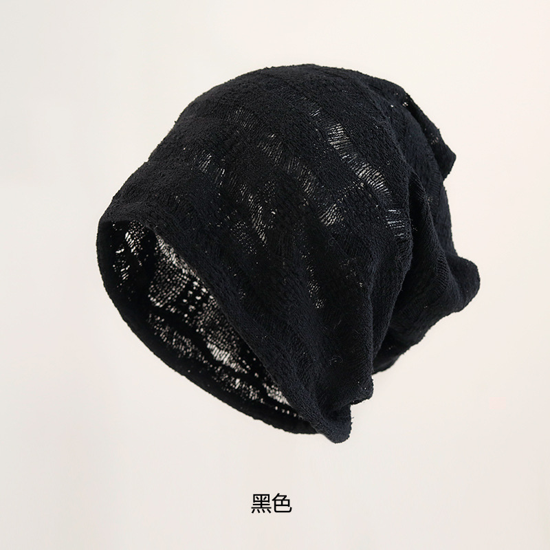 Japanese-Style Lazy Style Hollow-Out Knit Thin Hat for Women, Summer Breathable Beanie, Large Head Size, Face-Slimming Cap Japanese-Style Lazy Style Hollow-Out Knit Thin Hat for Women, Summer Breathable Beanie, Large Head Size, Face-Slimming Cap