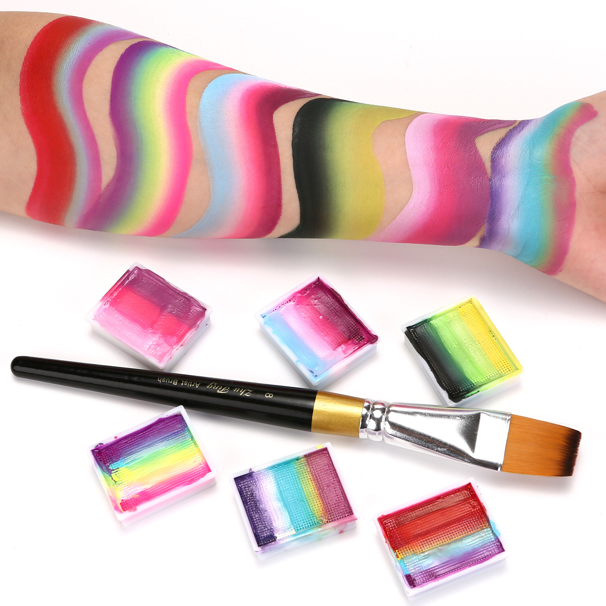 Nu Xiaoyu nuevo 12 color arco iris paleta acuarela cuerpo humano pintura pintura pintura de escena crema de maquillaje