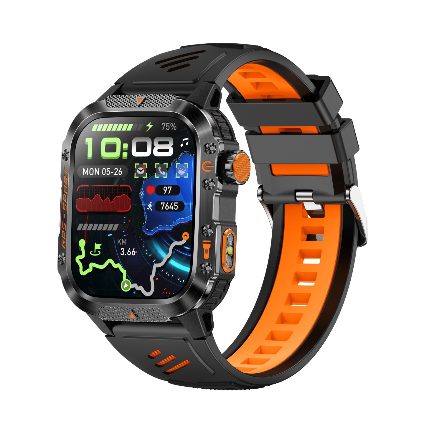 HT36 Smartwatch Rugged Outdoor Sports Watch GPS Beidou Positioning Bluetooth Calling Heart Rate Monitoring_voghion.com