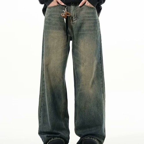 Retro American Distressed Wide-Leg Straight Leg Pants for Men and Women - New Design 2024