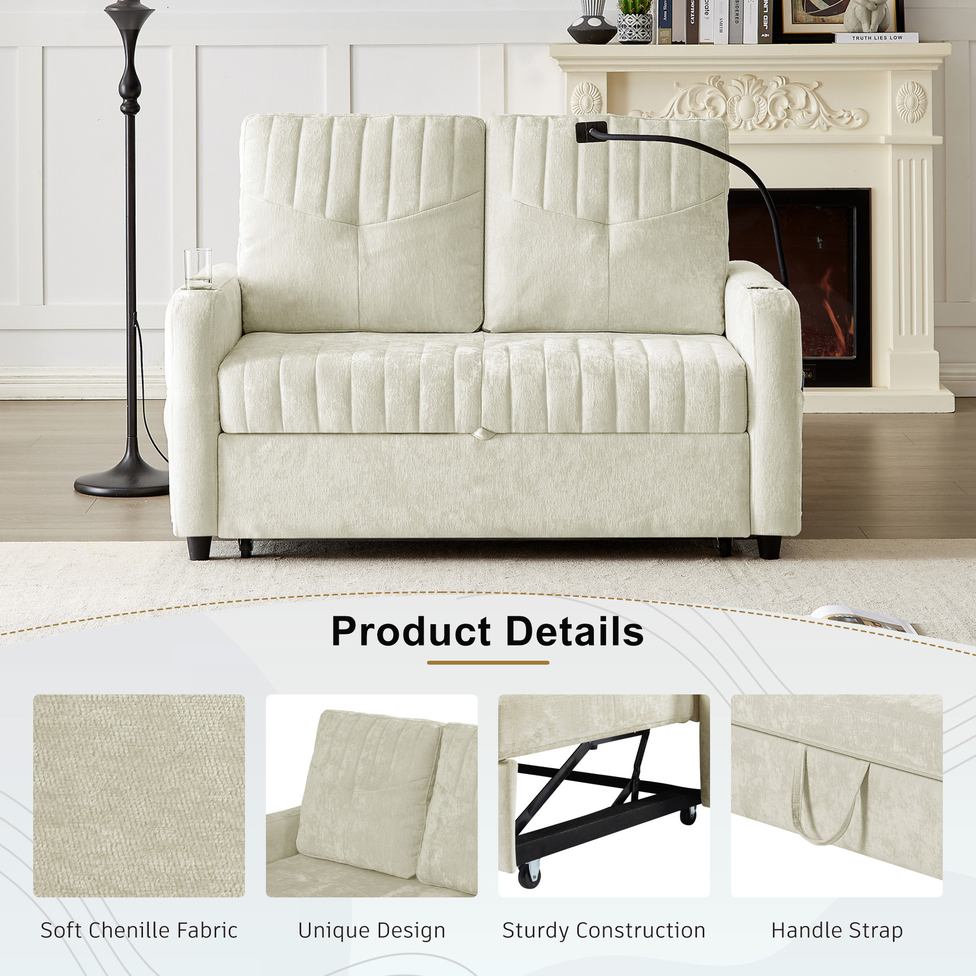 Sofá de tela de lujo ligero pequeño tipo de sala de estar muebles postmoderno sofá cama