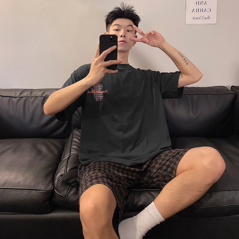 Modal Pajamas Men's Summer Thin Short-Sleeved Shorts Ice Silk Home Clothes Summer Loose Plus Fat Plus Size Suit