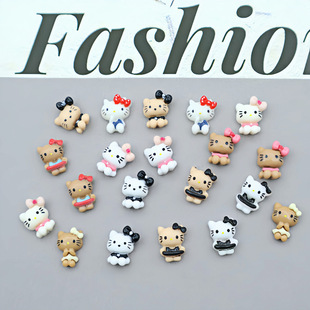 Nail Art Accessories Black Leather Kt Cat Nail Art Accessories Cartoon Cute Kt Cat Swimming Ring Wearable Nail Accessories Nail Accessories