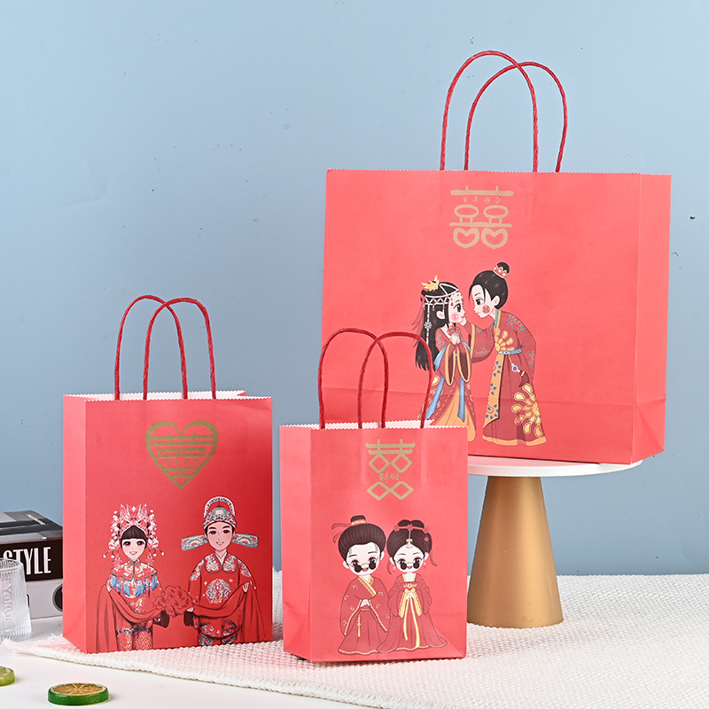 中国风手提纸袋婚庆用品纸袋手提袋喜糖店包装袋糖果手提袋