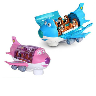 Export Electric Light Music 360-Degree Rotating Q Cute Air Passenger Aircraft Kidsren's Cartoon Aircraft Model Toy