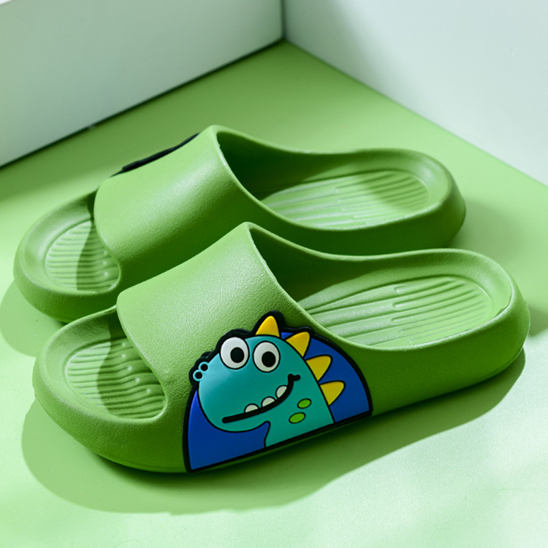 Pantuflas de dinosaurio para niños baño para niños baño interior antideslizante fondo suave bebé casa dibujos animados linda chica sandalias