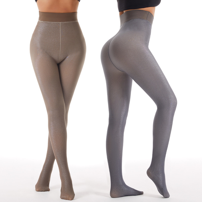 Cross-Border Popular Silver Silk Glossy One-Line Crotch Leggings, Foreign Trade Popular High-Elastic Pantyhose, Bare Legs and Translucent One-Piece Pants