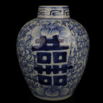 厂货源古玩瓷器工艺品做旧仿古青花瓷花卉双喜罐枣子罐青花罐摆件