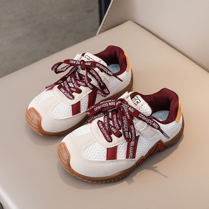 Chaussures de course en maille respirante pour garçons et filles - Baskets athlétiques légères avec semelle en caoutchouc antidérapante (Pointures 22 à 31, orange/rouge/violet)_voghion.com