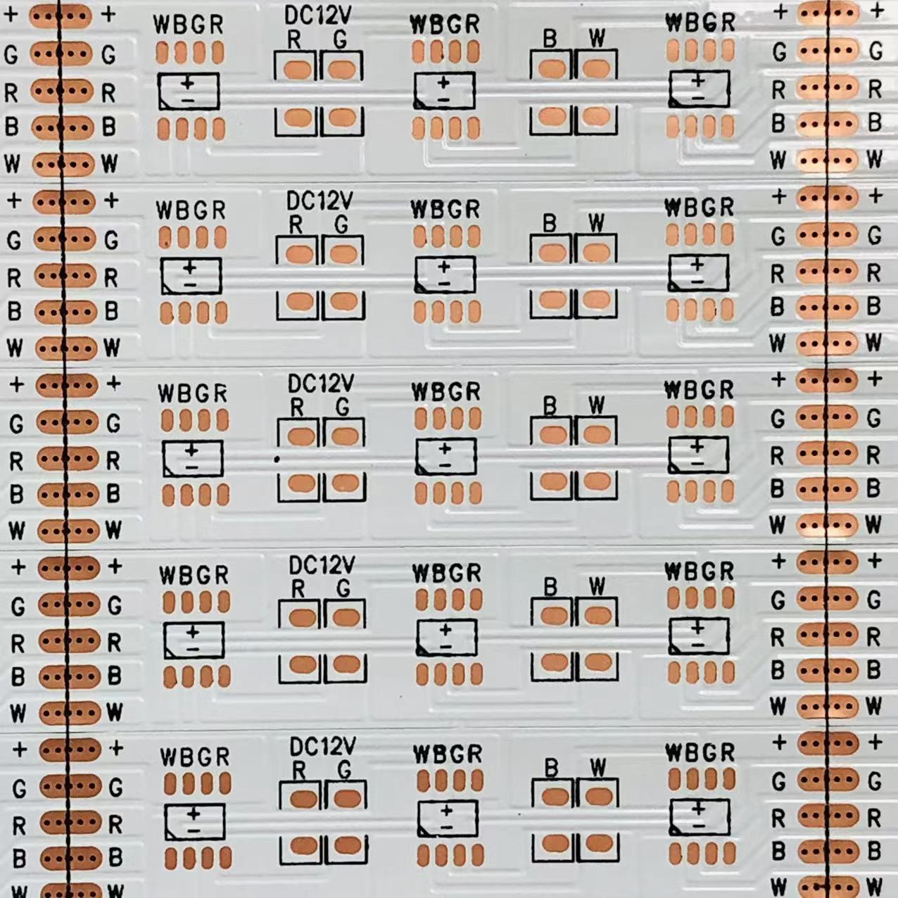 FPC 柔性线路板5050 12V 60D/M RGBW 3D4R 500*12MM 双面膜 背面