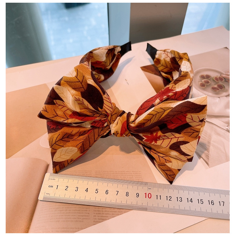 Korean Houndstooth Maple Leaf Headband display picture 5