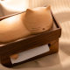 Sleeping cat solid wood tissue box side-drawing cartoon cute living room dining table paper box large desktop paper box