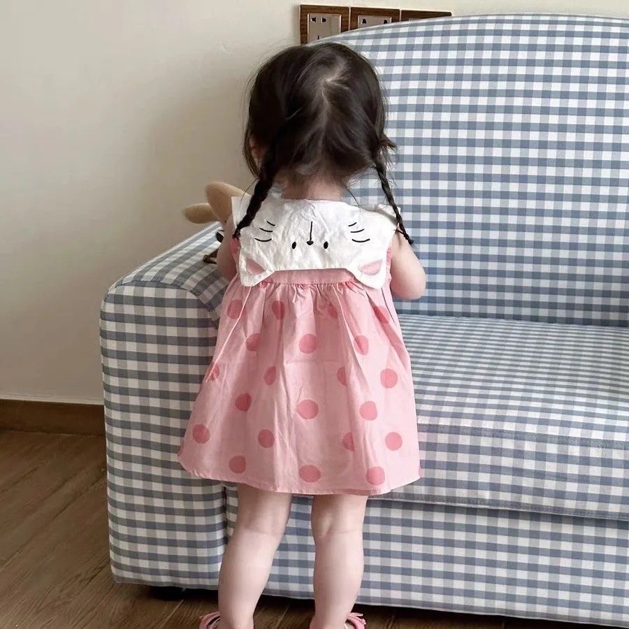 Girls Summer Dress 2025 New Children's Baby Fashionable Doll Summer Cotton Vest Princess Skirt