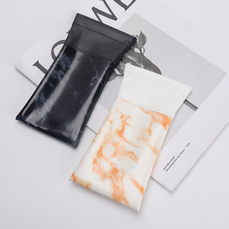 Ins Style Marble Pattern Splicing Bullet Pocket Trendy Optical Glasses Bag Sunglasses Sunglasses PU Leather Glasses Bag