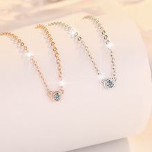 s925纯银项链女小气泡锁骨链圆形时尚小众设计莫桑石吊坠批发跨境