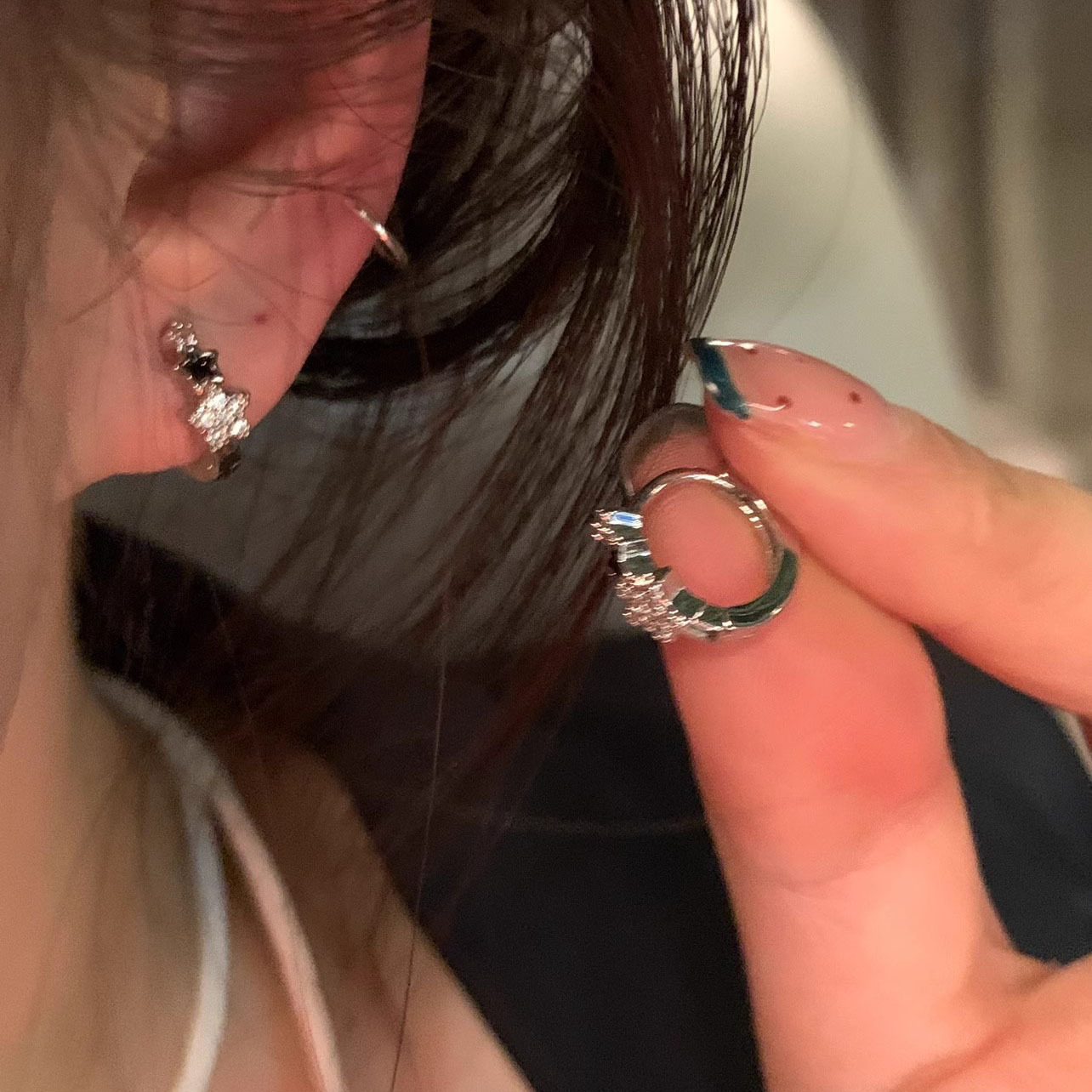 Elegant jewelry with zircon, universal sophisticated earrings