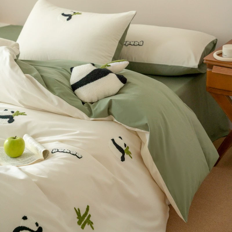 Симпатичный мультфильм 100s полотенце вышивка из хлопка хлопчатобумажный шлифовальный набор из четырех частей утолщенные теплые осенние и зимние простыни одеяло