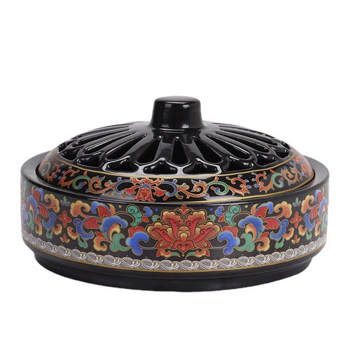 Large incense burner enamel sandalwood burner home aromatherapy stove plate mosquito incense burner home cloisonné aromatherapy 12 hours incense