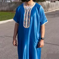 AliExpress Мусульманское платье Повседневный халат исламская одежда с короткими рукавами Джуба Thobe Мужской