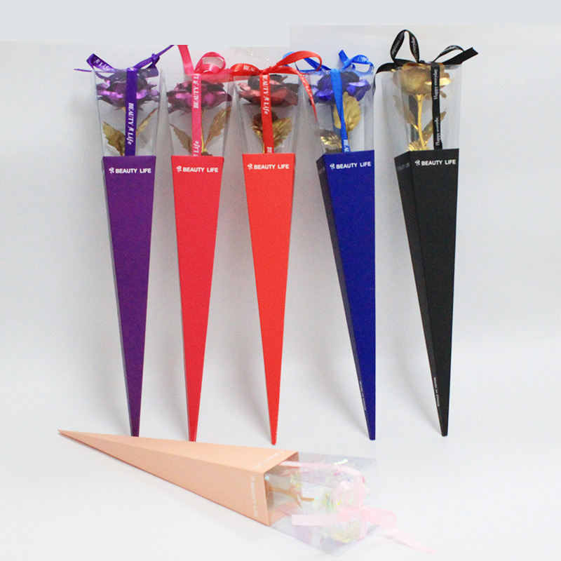 24K gold foil flower color gold rich flower rose fire torch single stem bouquet 520 Qixi Teacher's Day gift