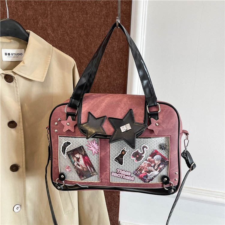 일본 2 차원 투명 5 점 별 통증 가방 매일 올 매치 어깨 크로스 바디 휴대용 학생 배낭