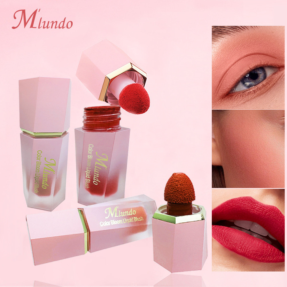 Líquido de rubor de color Mlundo6 transfronterizo, fácil de colorear y colorear, fabricante de maquillaje líquido de rubor natural al por mayor