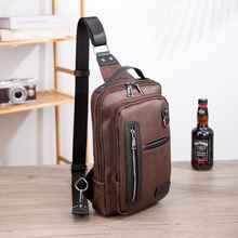 2025新款男包 时尚休闲新品男士单肩包斜挎 疯马皮胸包厂家批发