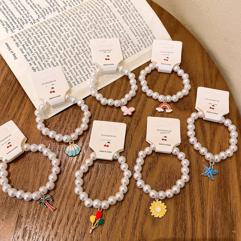 [New Product] Children's Bracelet Pearl Bracelet Ocean Style Alloy Princess Bracelet Student Bracelet Cross-Border Wholesale