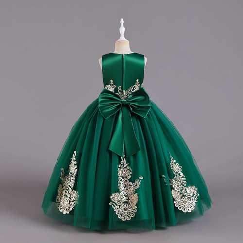 New Women's Child Bridal Gown Sparkling Train Performance Dress Party Lace Long Dress Flower Child Bridal Dress