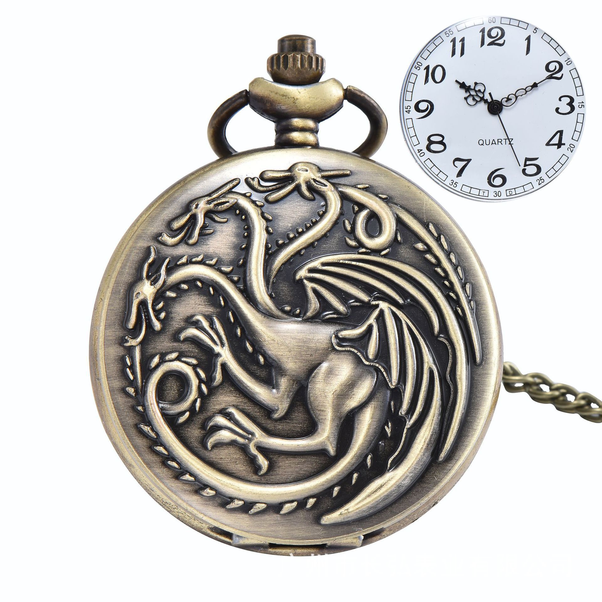 retro fashionable classic carved quartz pocket watch for men and…