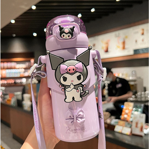Sanrio Cute and Super Cute Straw Thermos Cup for Girls, High-Looking Internet Celebrity Jade Gui Dog Direct Drinking Cup, Crossbody Portable