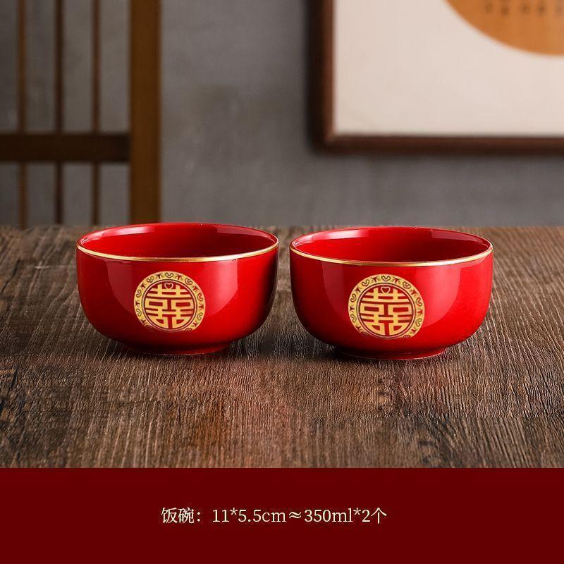 Tazas de té de boda un par de bolos de boda un par de set rojo para bodas bolos rojos de cerámica palillos suministros de boda grandes GX