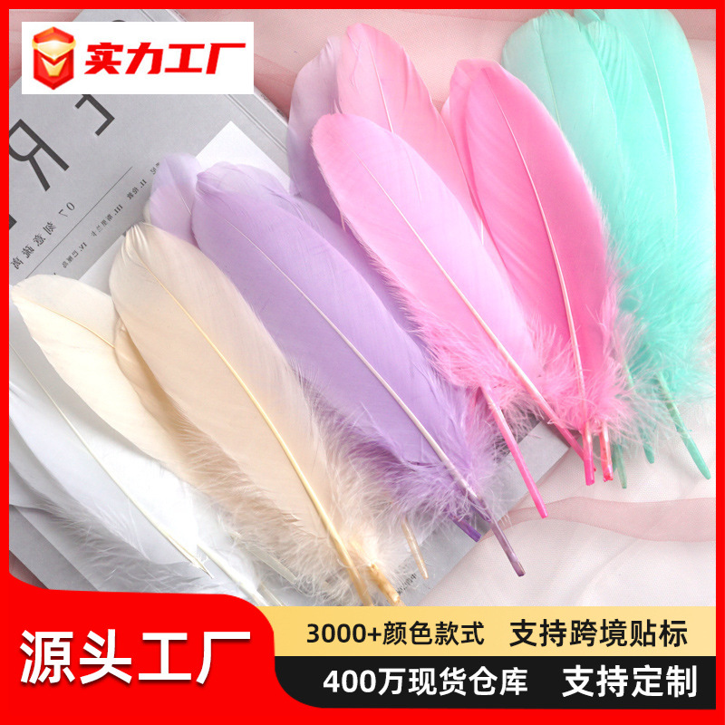 羽毛彩色鹅毛硬大飘捕梦网太阳花幼儿园手工美术课材料翅膀装饰