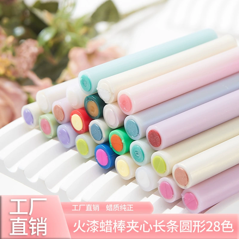 Огненная краска восковая палочка сэндвич-полоска круглой 28-цветной огненной краски двухцветный восковая полоска конверт запечатывания оптовая огненная краска восковая палочка