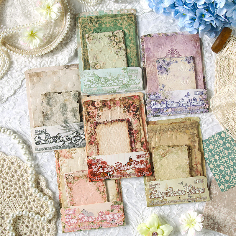 En el pasado, el viejo sueño retro libro de mano en relieve papel de material floral DIY transfronterizo libro de mano decoración diario collage papel de fondo