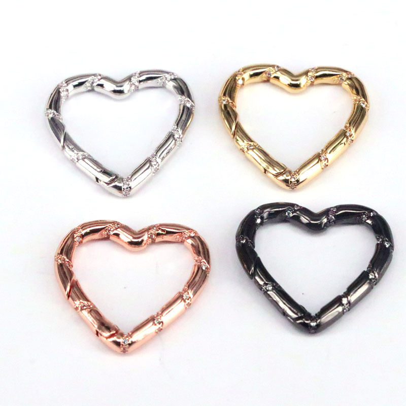 Creative Jewelry Buckle Copper Gold-plated Heart-shaped Bamboo Spring Buckle display picture 1