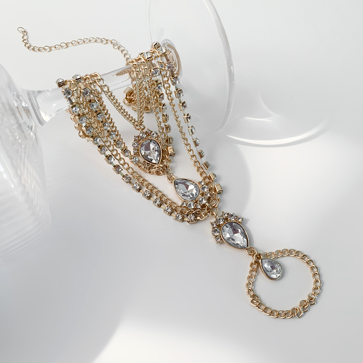 Fashion Water Droplets Alloy Plating Rhinestones Anklet