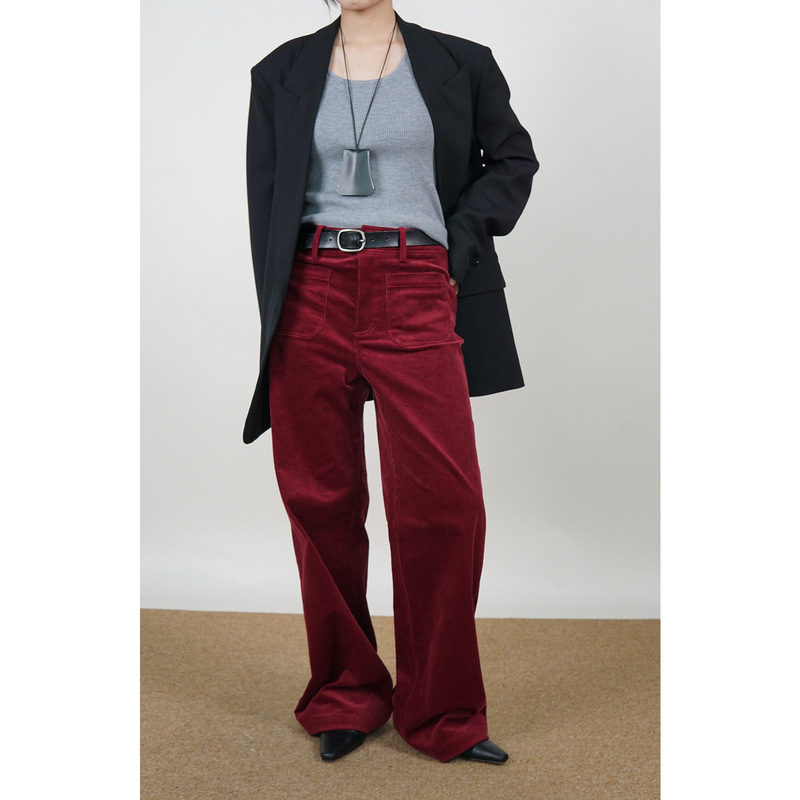 New Autumn and Winter Classic Versatile Slim-Fit Solid Color Retro Corduroy Long Pants Loose Cotton Straight Pants