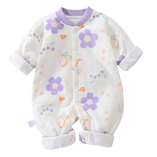 Baby jumpsuit autumn and winter quilted thin cotton baby warm clothes for men and women, crawling clothes, newborn baby clothes