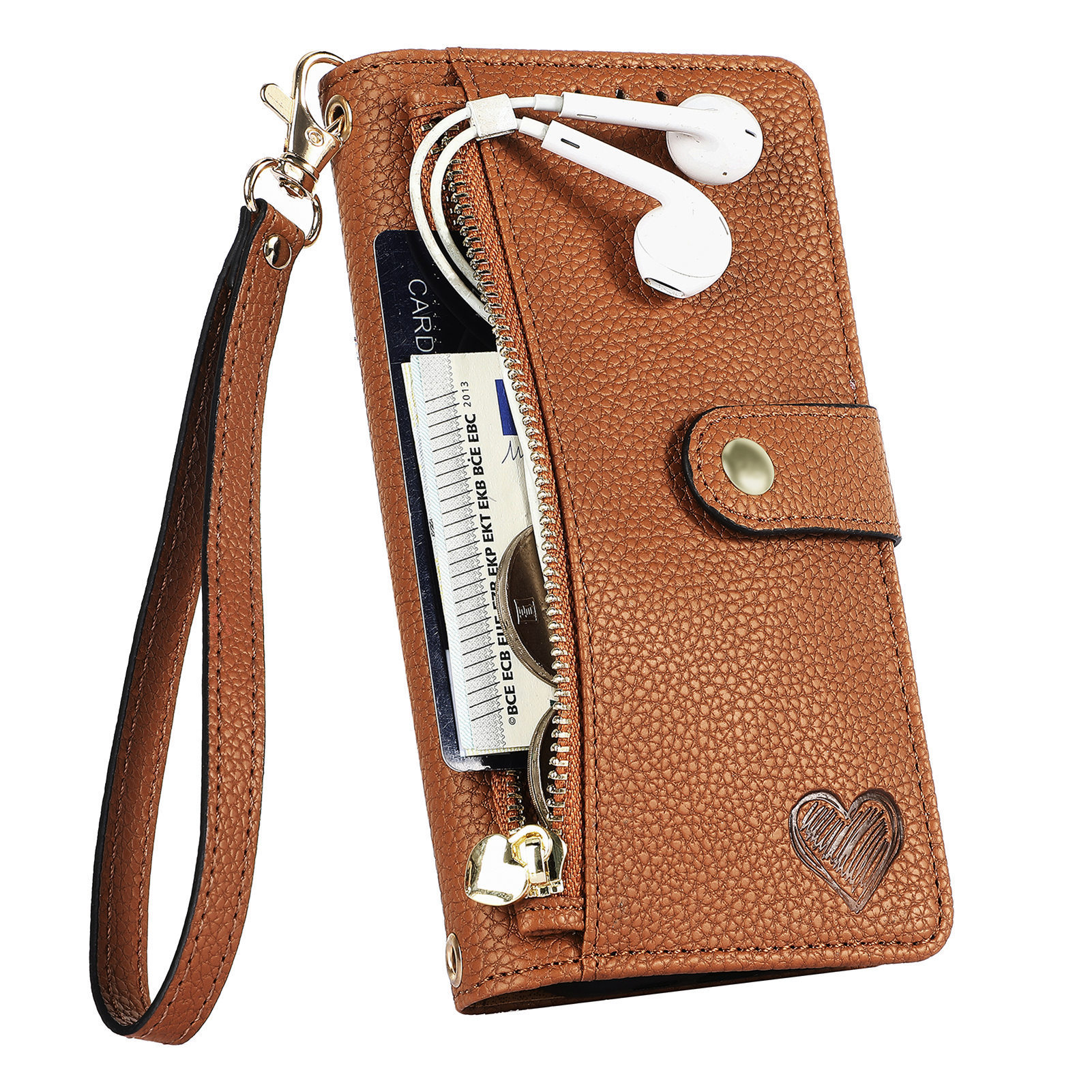 109g Weight iPhone Applicable Brands Phone Cases Classification tpu, Pu Leather Material Heart Shape, Solid Color Pattern Basic Style Heart Shape Solid Color Tpu Pu Leather Wallets 13