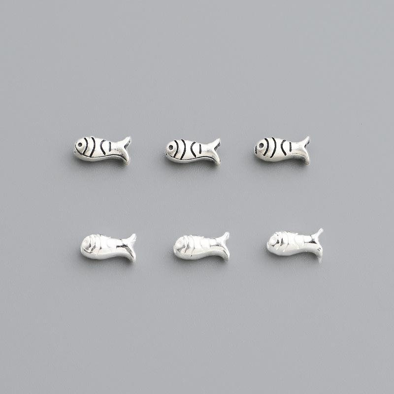 DIY Bracelet Accessories S925 Sterling Silver Retro Small Fish Separated Beads Beaded Rope Bracelet Bracelet Necklace Loose Bead Accessories