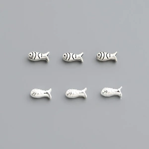 DIY Bracelet Accessories S925 Sterling Silver Retro Small Fish Separated Beads Beaded Rope Bracelet Bracelet Necklace Loose Bead Accessories