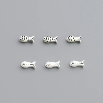 DIY Bracelet Accessories S925 Sterling Silver Retro Small Fish Separated Beads Beaded Rope Bracelet Bracelet Necklace Loose Bead Accessories