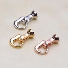 天然珍珠项链扣连接口爱心形项链扣头接头手链扣镀925银DIY配