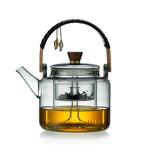 High borosilicate glass teapot Pisces lifting beam household open fire electric ceramic stove kettle steaming tea set tea set
