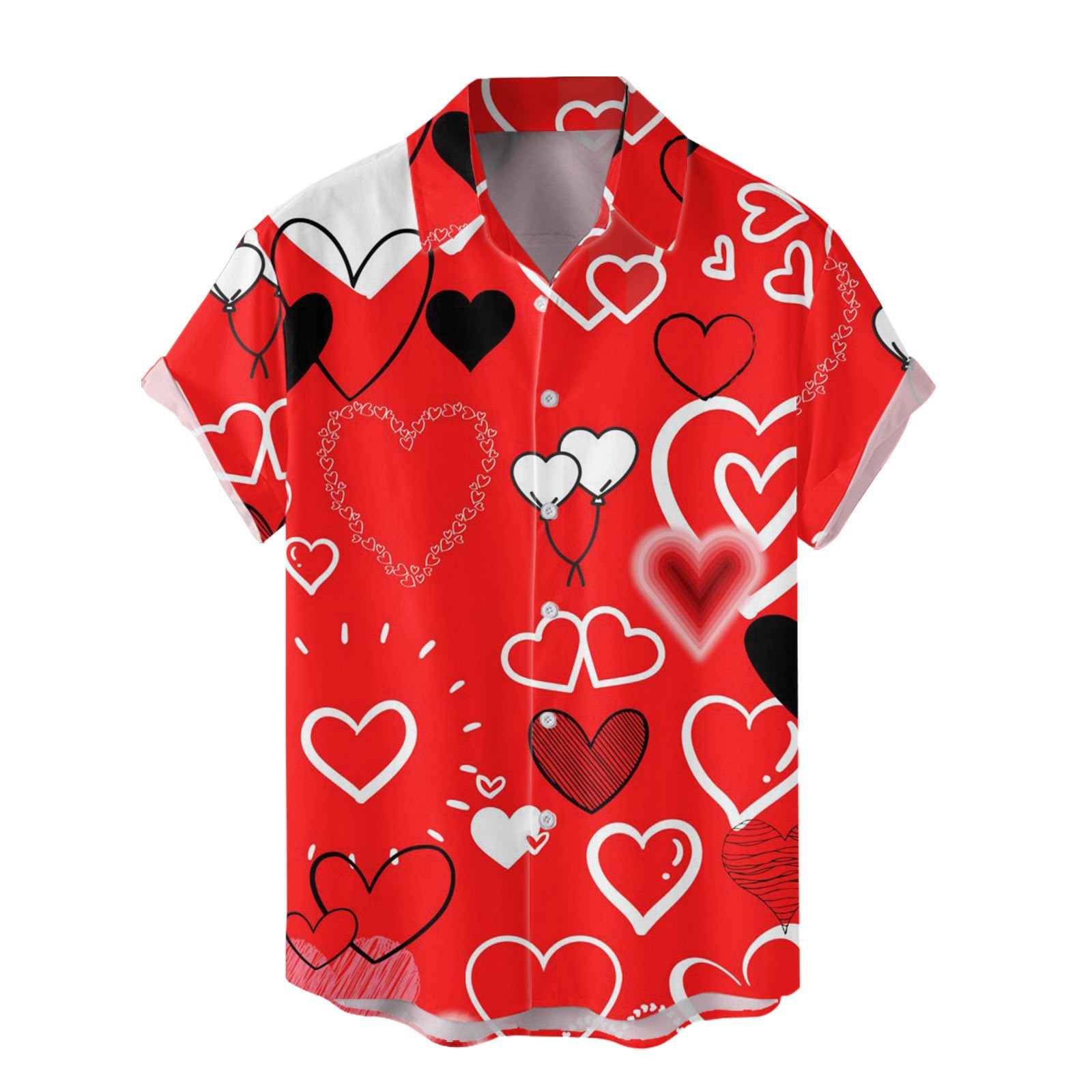Camisas nuevas para hombres de comercio exterior europeo y americano transfronterizo Serie del día de San Valentín Camisa casual de manga corta con estampado digital 3D