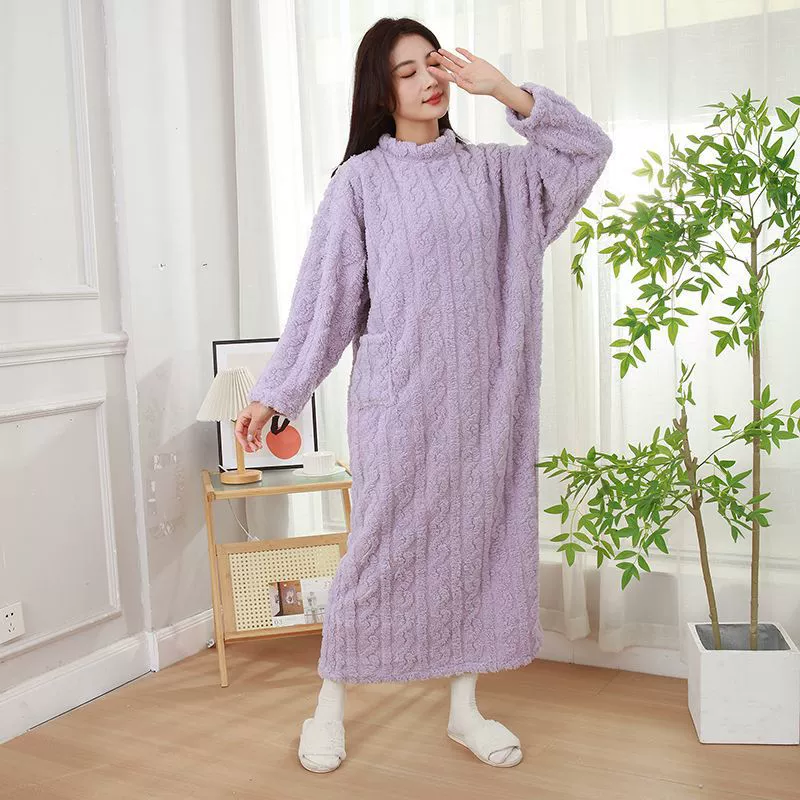 Коралловый бархат длинный тёплый пижамы халат, оптом