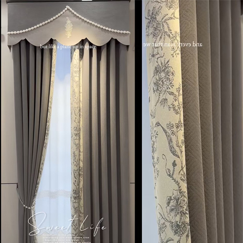 French Romantic Curtain Height 3.15 m Seamless Splicing Chenille Living Room Bedroom Room Balcony Bay Window Length